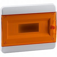 Распределительный шкаф OptiBox P 12 мод., IP41, встраиваемый, пластик, прозрачная оранжевая дверь |  код. 117947 |  КЭАЗ